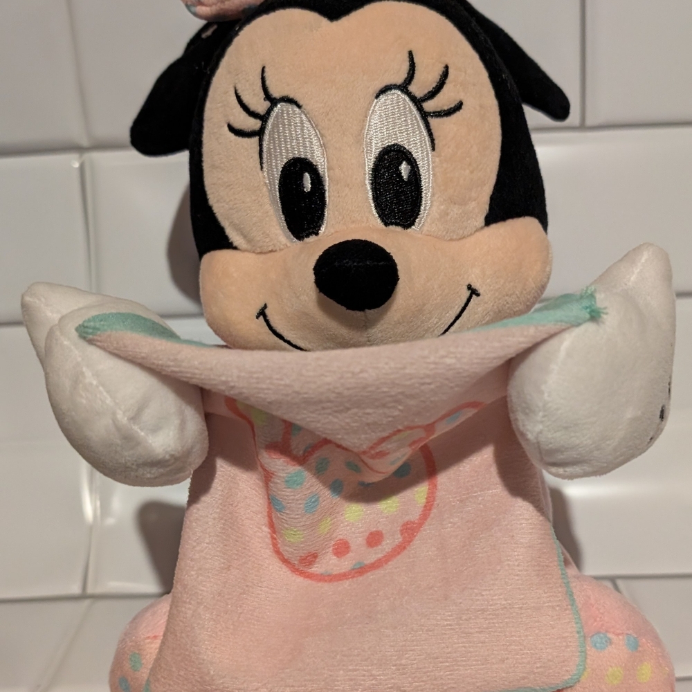 Peek A Boo Minnie Mouse Plush Toy with Pink Blanket